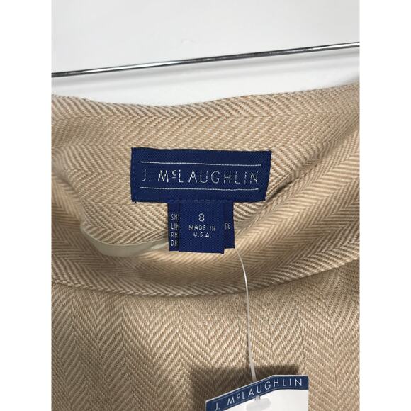 New J. McLaughlin Women's 8 Tan Herringbone Wool Sail Skirt Office Timeless - Picture 7 of 10